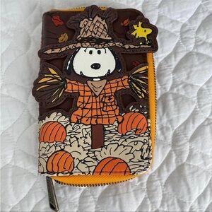 Loungefly Peanuts Snoopy Scarecrow Halloween Zip Around Wallet - Rare